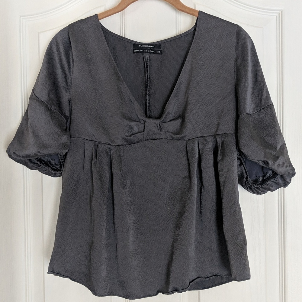 Club Monaco 100% silk charcoal blouse